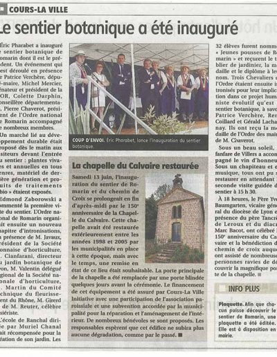 Article de presse inauguration