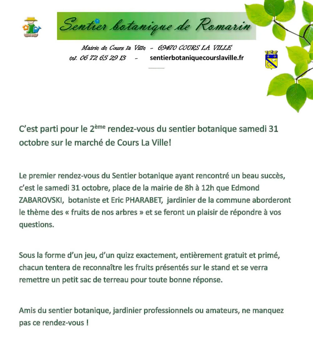 RdV animation sur le marché de Cours 31 octobre 2015